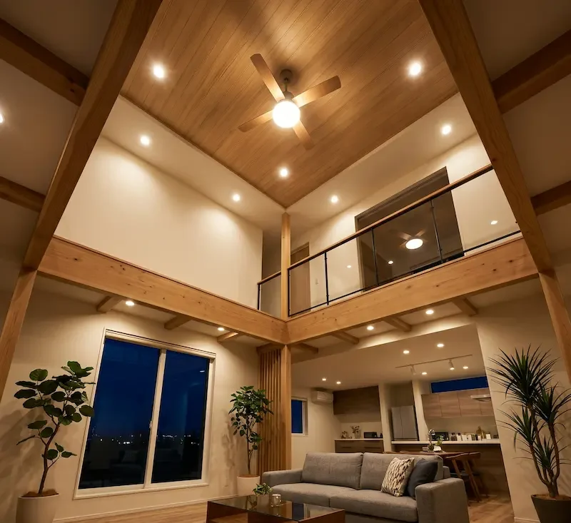 リビング 吹き抜け 間接照明