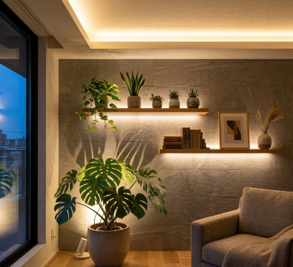 間接照明 観葉植物