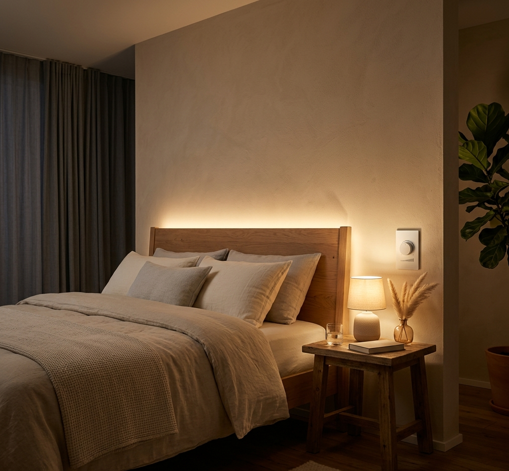 間接照明　ベッド