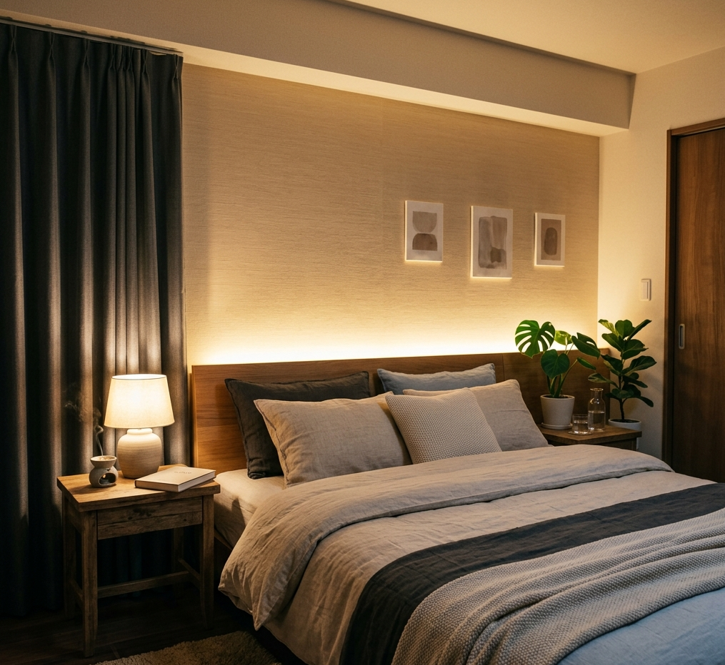 間接照明 ベッド