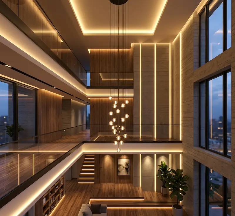 リビング 吹き抜け 間接照明